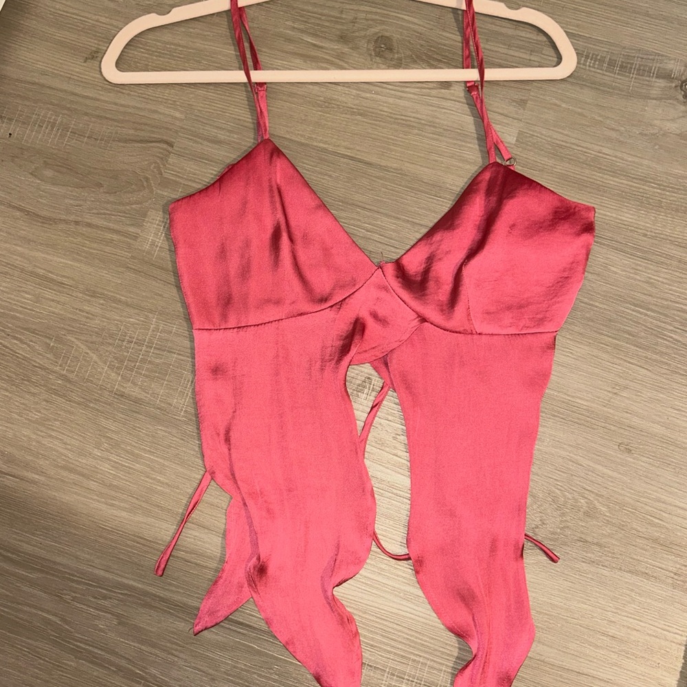 Pink silk Flowy Going out top